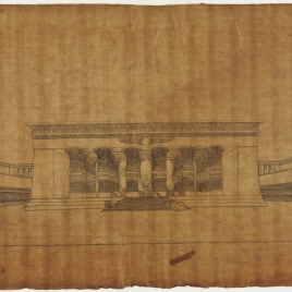 Reconstrucción ideal de la sala hipóstila un templo tebano