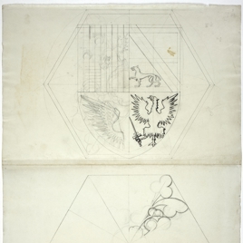 Sketches of the plan for the skylight in the university assembly hall