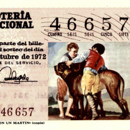 Billete de Lotería Nacional para el sorteo de 25 de octubre de 1972
