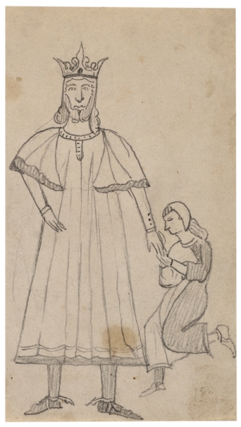 Imagen de la obra: "Ramón Berenguer I recibiendo a un vasallo, copia del códice de los Usatges de Barcelona"