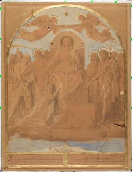 Imagen de la obra: "La villa de Lyon preservada del cólera por la intercesión de la Virgen (Nuestra Señora de Fourvière, Lyon)"