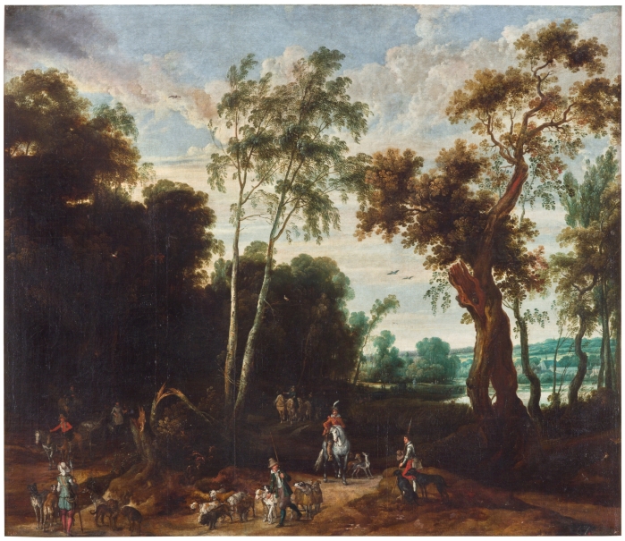 Imagen de la obra: "Montero a caballo en un bosque"