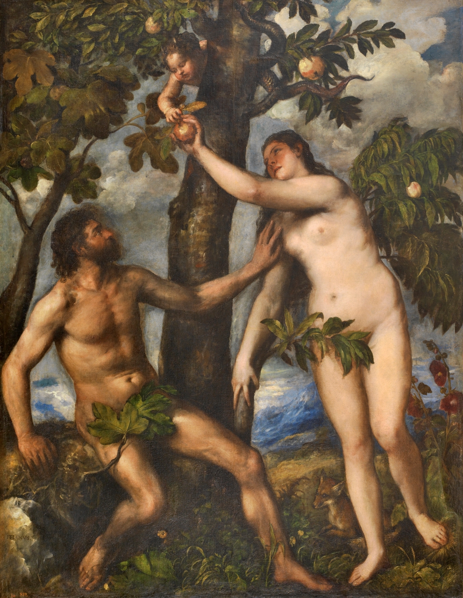 Adán y Eva. Tiziano