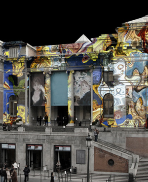 Amalgama el Prado. Videomapping en la fachada de Goya
