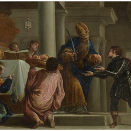 The priest Ahimelech delivering bread and the sword to David