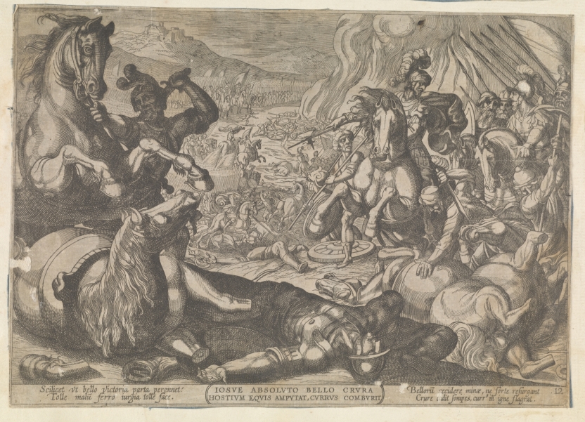 Imagen de la obra: "Josué mutila los caballos de sus enemigos"