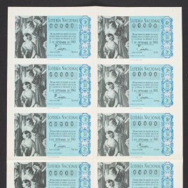 Capilla de billete de Lotería Nacional para el sorteo de 5 de septiembre de 1960
