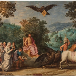 Alegoría del mes de Julio con el triunfo de Júpiter y el signo de Leo