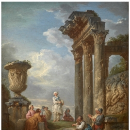 Ruins with a Woman preaching (a Sibyl?)