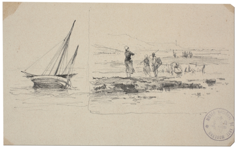 Imagen de la obra: "Pescadores. Apunte de barca"