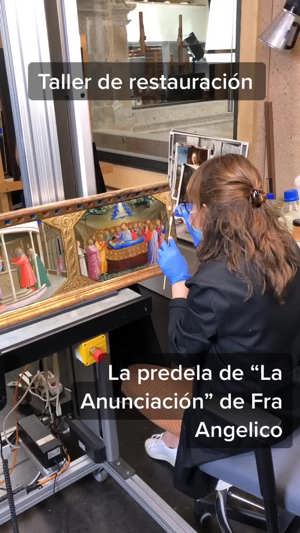 Restaurando los dorados de la predela de “La Anunciación” de Fra Angelico