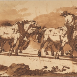 Arriero con recua de caballos