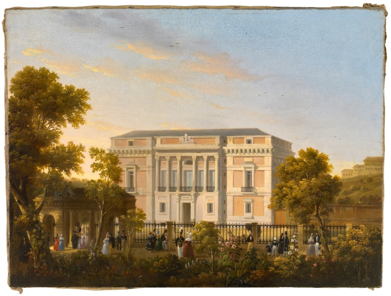 Vista de la fachada sur del Museo del Prado, desde el interior del Jardín Botánico