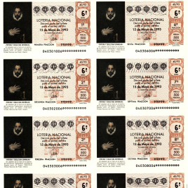 Capilla de billete de Lotería Nacional para el sorteo de 15 de mayo de 1993