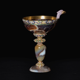 Gadrooned sardonyx cup with an eagle’s head
