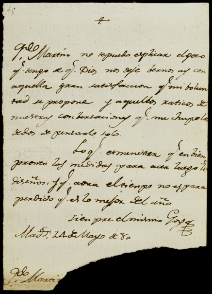 Imagen de la obra: "Carta a Martín Zapater de 24 de mayo 1780"
