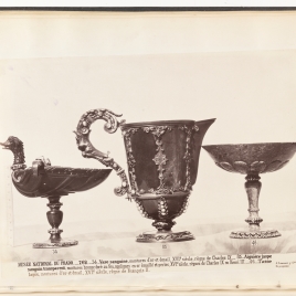 Footed heliotrope cup in the form of a duck, Heliotrope lipped ewers, Lapis lazuli goblet