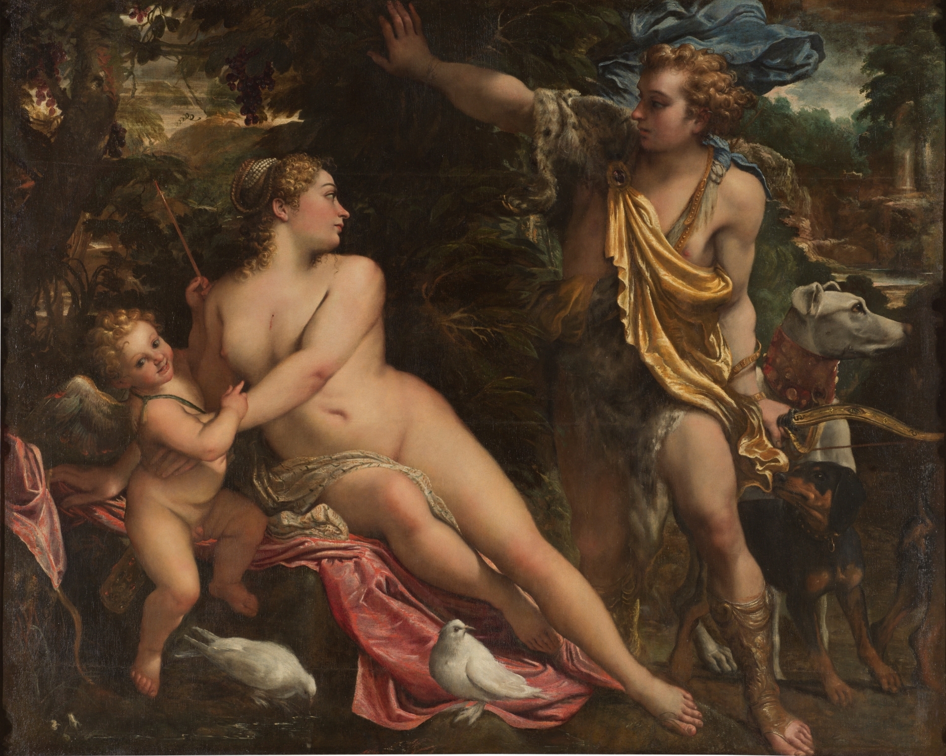 Venus, Adonis y Cupido [Annibale Carracci]