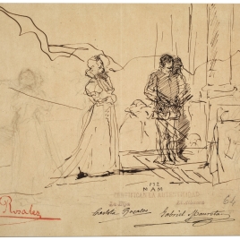 Hamlet y Ofelia / Ofelia y otras figuras, en un paisaje