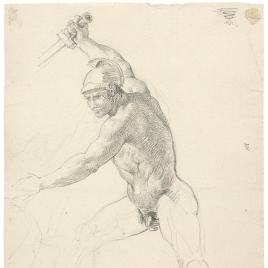 Estudio de guerrero desnudo empuñando una espada