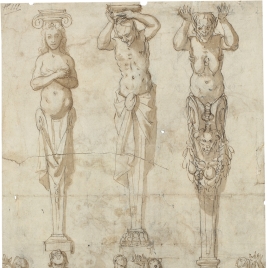 Estudio de telamones y cariátides / Tres figuras femeninas