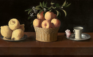 Francisco de Zurbarán. Still Life with Citrons, Oranges and a Rose