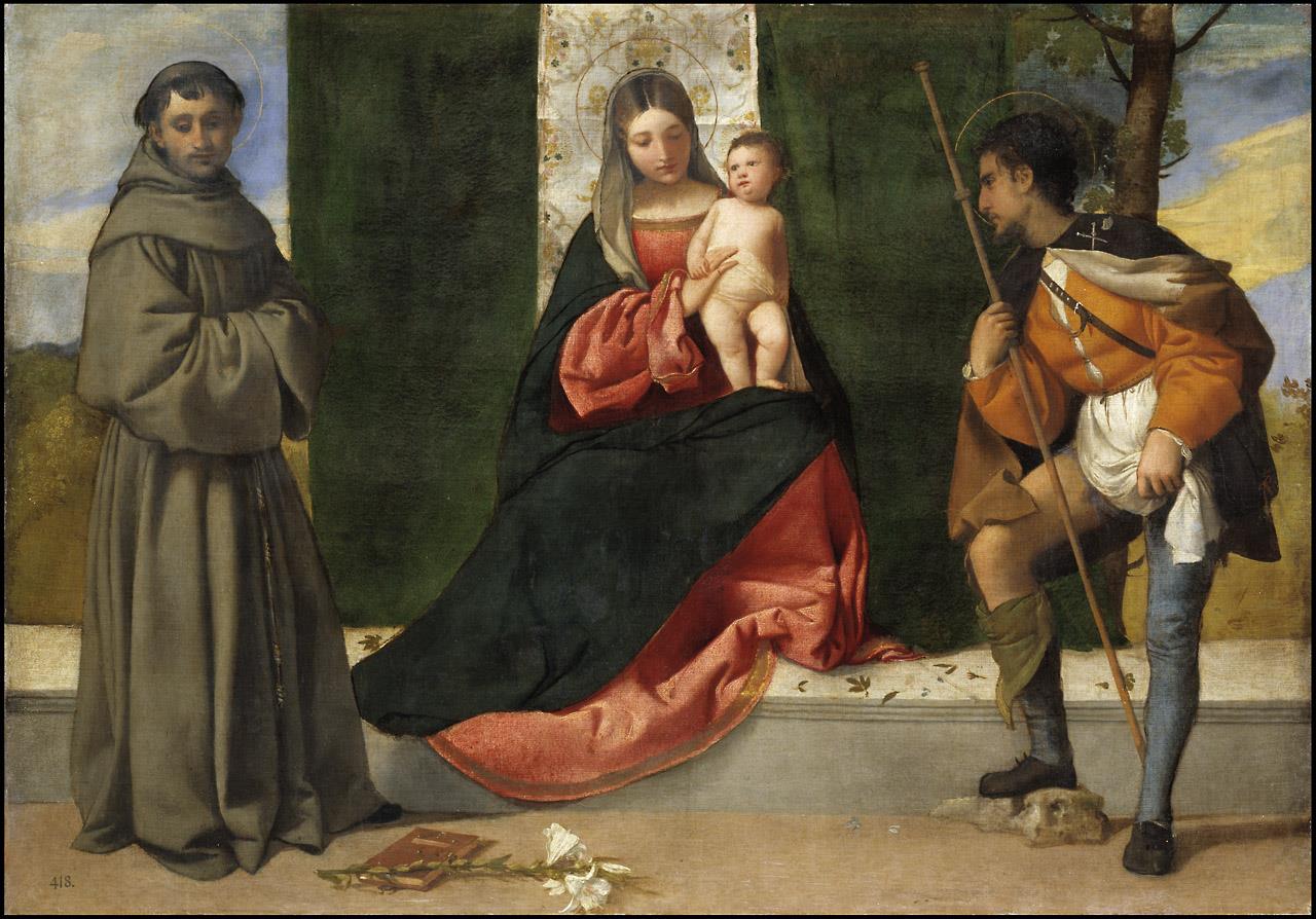 Virgen con el Niño entre san Antonio de Padua y san Roque, La [Tiziano]