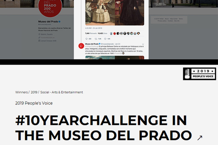 El #10yearchallenge del Museo del Prado gana el prestigioso premio Webby