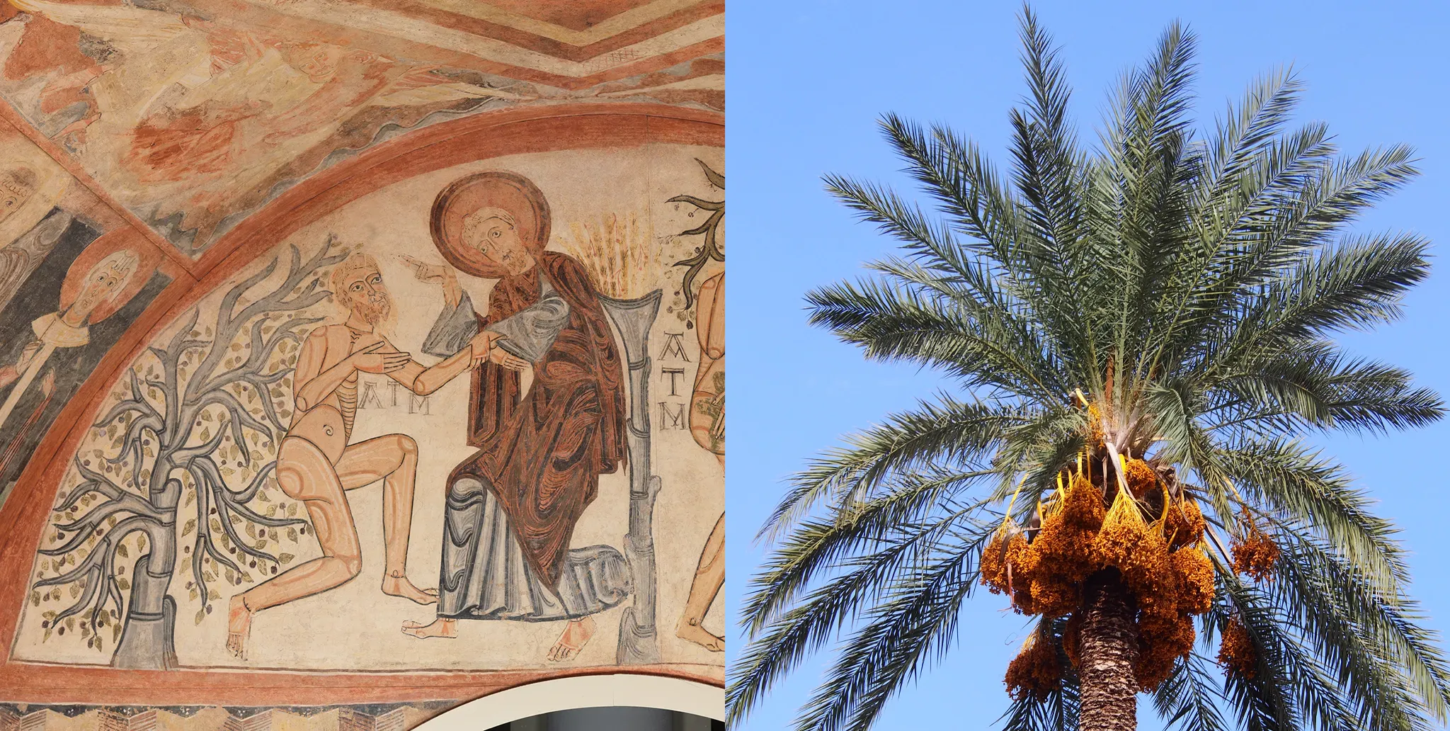 Imagen de Creación de Adán. Pintura mural de la ermita de la Vera Cruz de Maderuelo