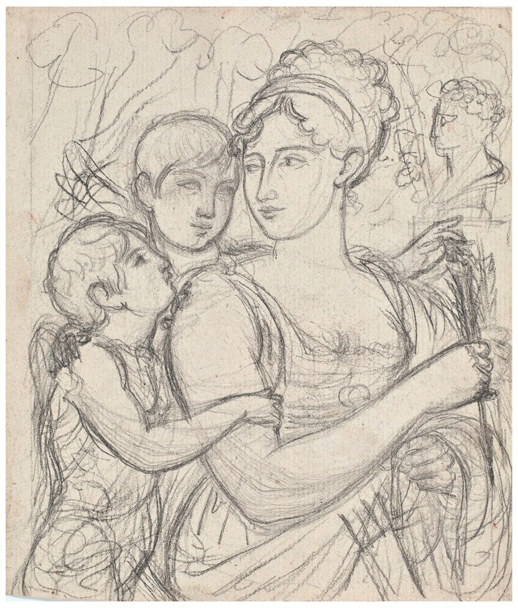 Imagen de Estudio para el retrato de Josefa Tudó con sus hijos, Manuel y Luis Godoy