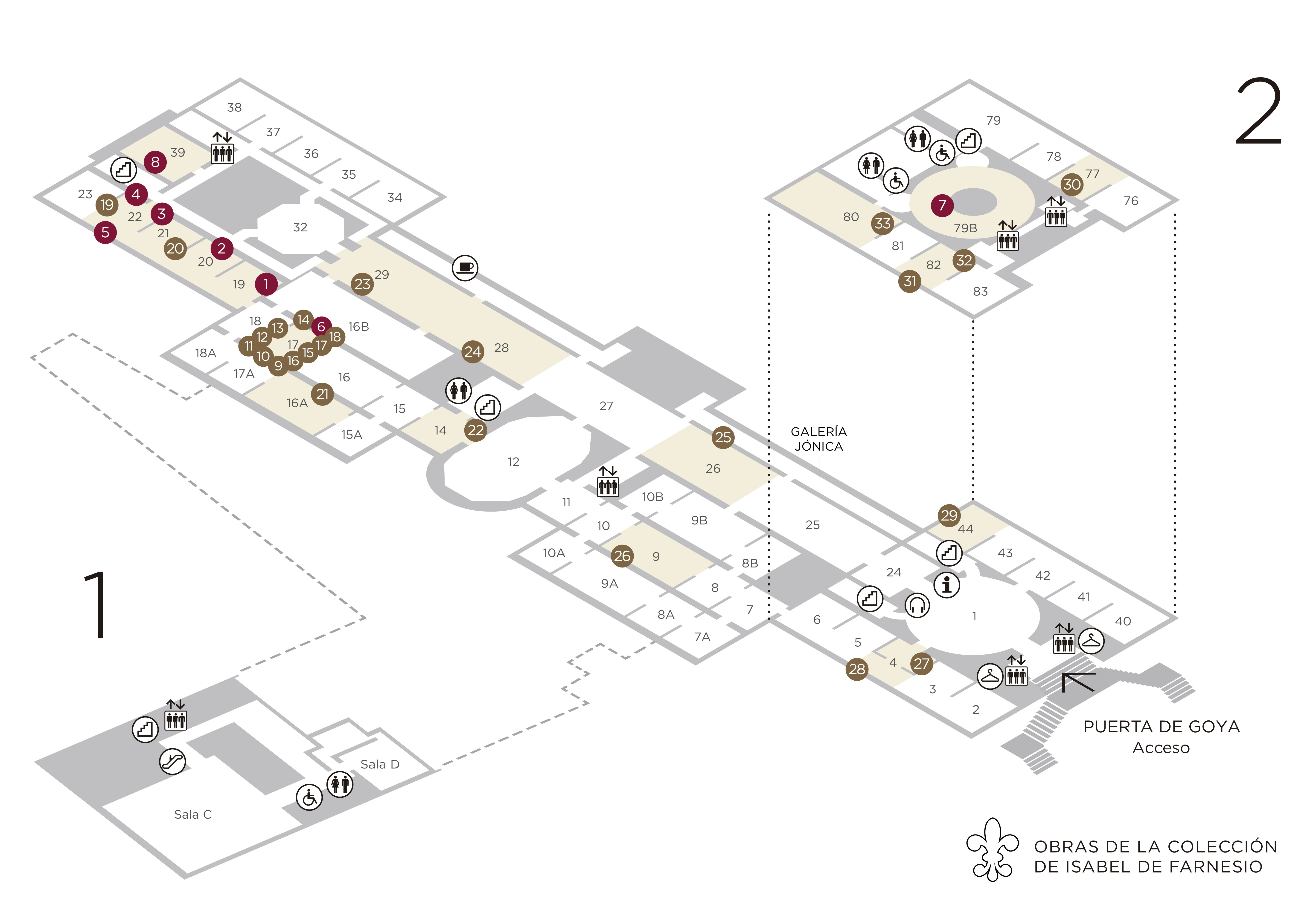 Plano de la exposición - Plantas 1 y 2