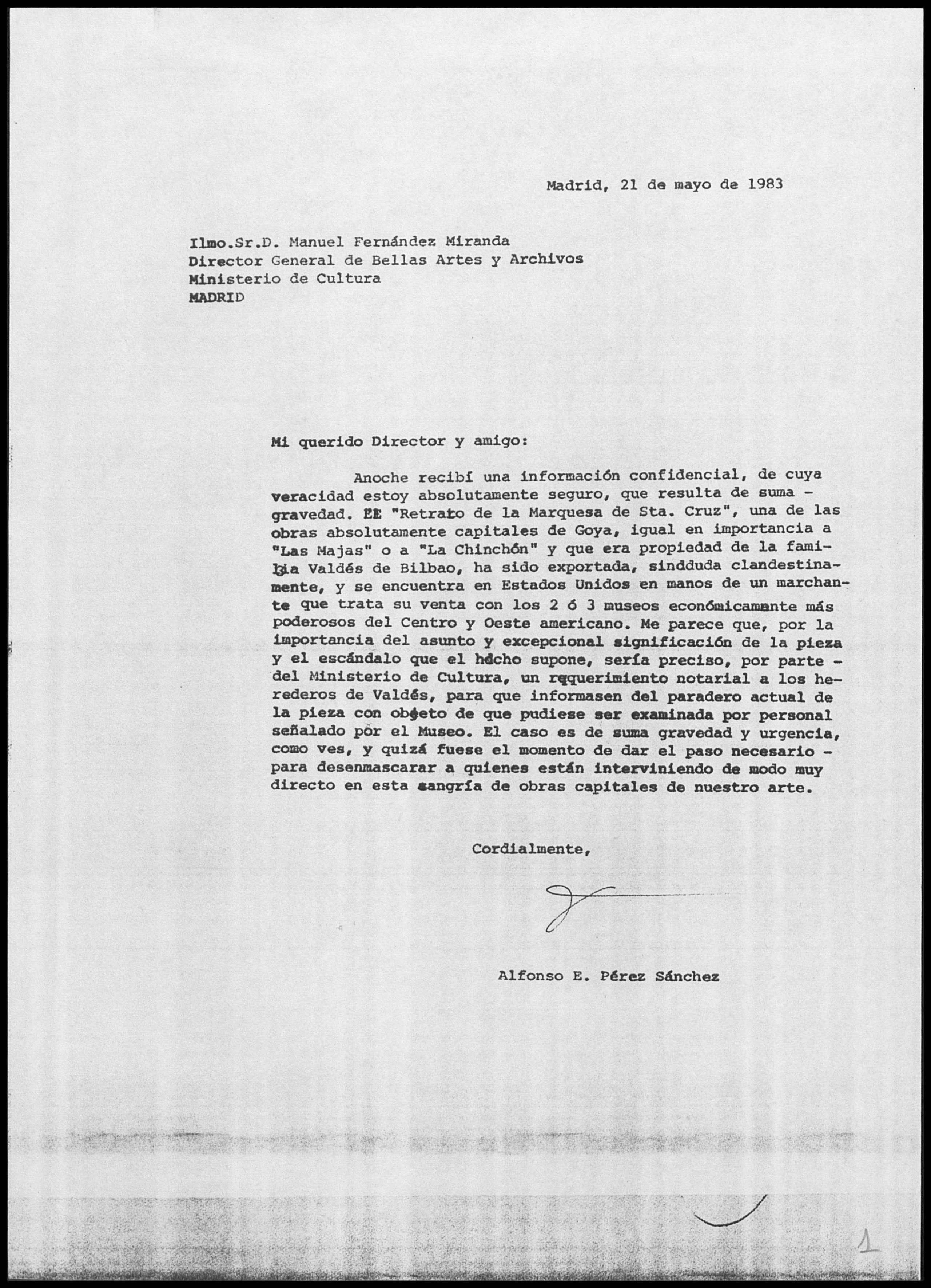 Carta de que el cuadro est&aacute; en Estados Unidos de forma ilegal