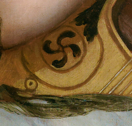 Detalle del cuadro donde aparece el lauburu vasco