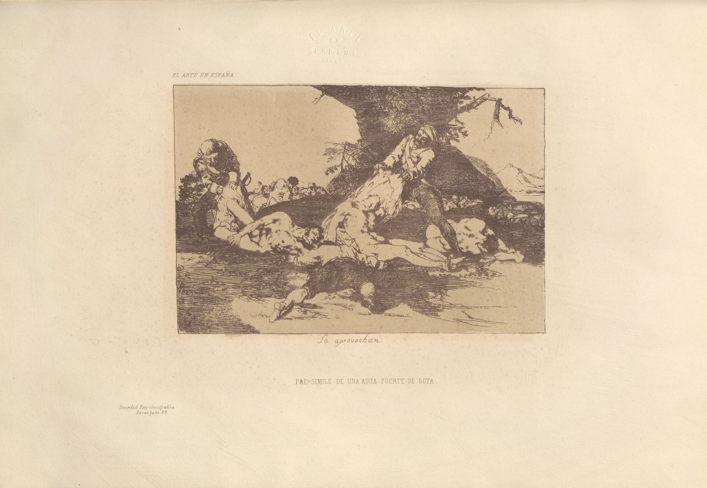 Imagen de Enrique Mélida y Alinari, “Los desastres de la guerra: colección de 80 láminas inventadas y grabadas al agua fuerte, por don Francisco de Goya”, El Arte en España: Revista Quincenal de las Artes del Dibujo, II (1863), Madrid, M. Galiano, pp. 266-81