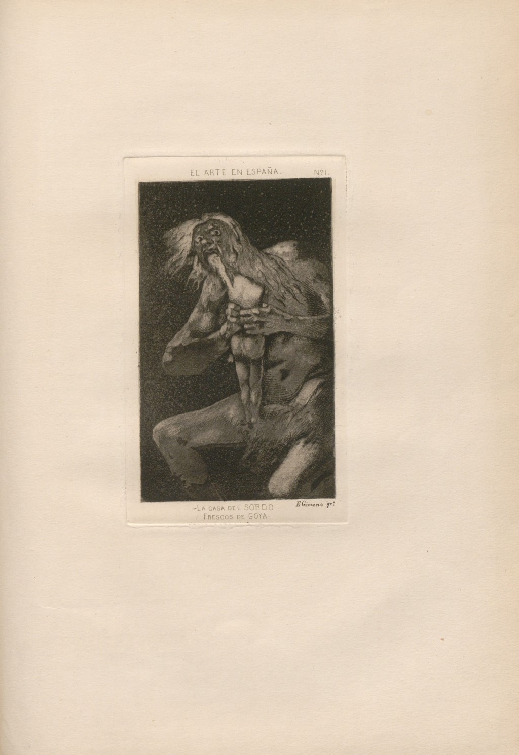 Imagen de Gimeno (grab.), “La Casa del Sordo. Frescos de Goya”, en El Arte en España, VII (1868), entre pp. 264-65