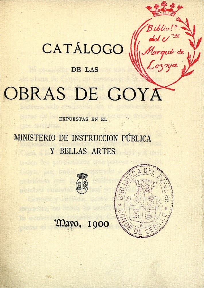 Imagen de Catálogo de las obras de Goya expuestas en el Ministerio de Instrucción Pública y Bellas Artes, Madrid, 1900