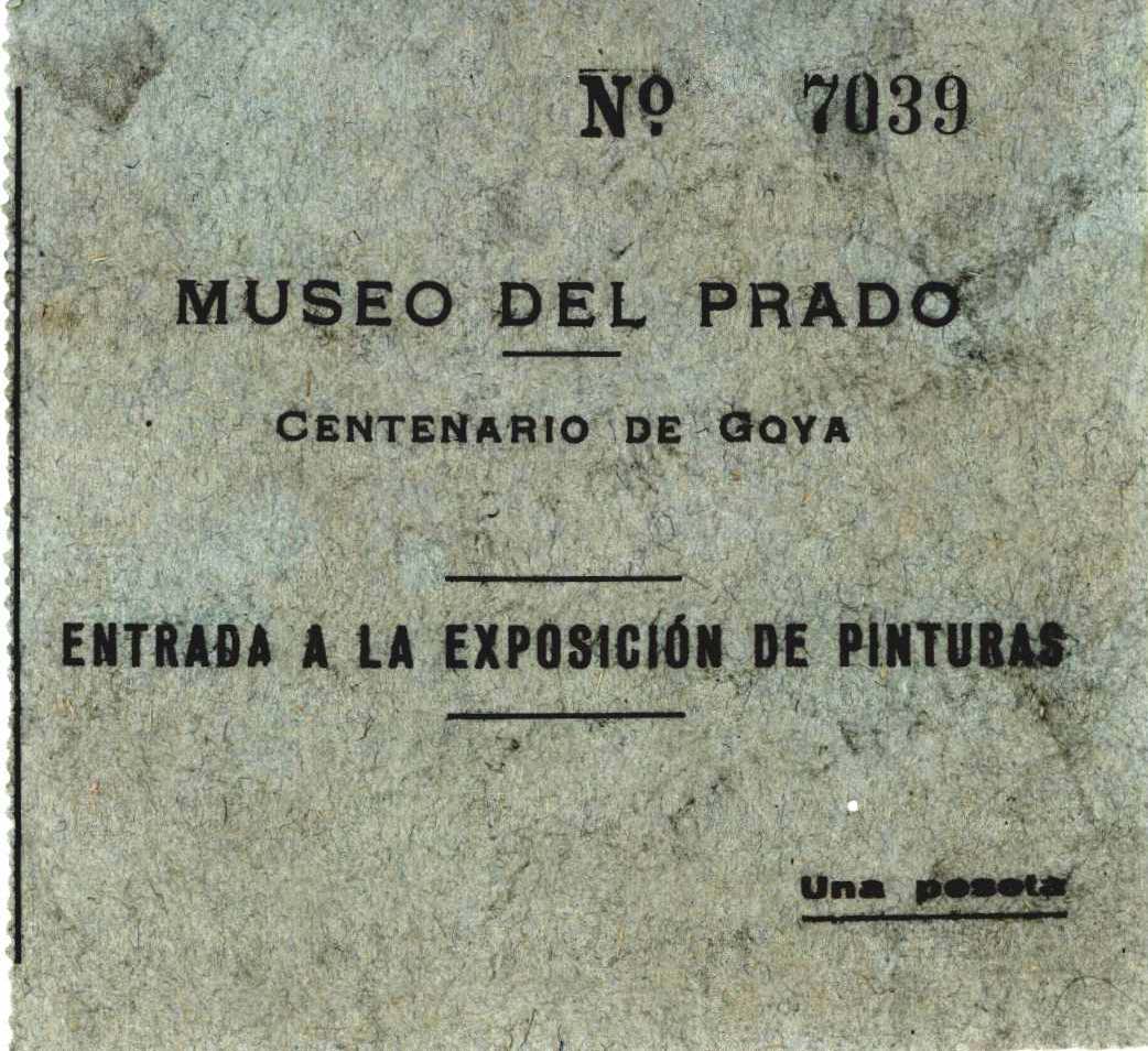 Imagen de Billete de entrada a la exposición de pinturas del Centenario de Goya