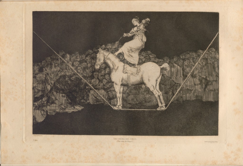 Imagen de “Una reina del circo (Une reine du Cirque)”, L’Art: Revue Hebdomadaire Illustrée, III, t. 9 (1877), entre pp. 56 y 57