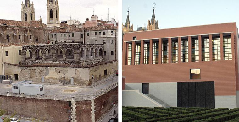 Composición que muestra el antes y el después de la intervención en el Edificio Jerónimos.