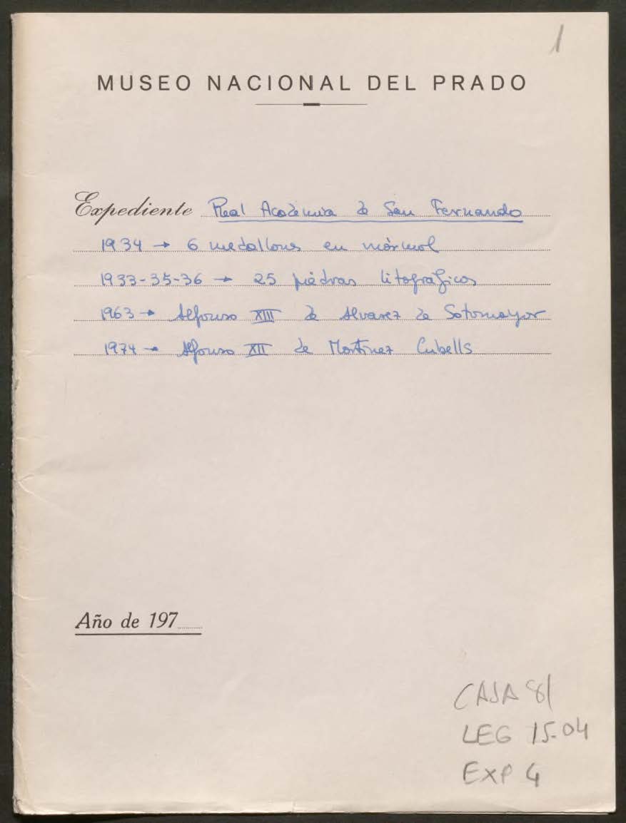 Documento que muestra los dep&oacute;sitos en la Real Academia de Bellas Artes de San Fernando