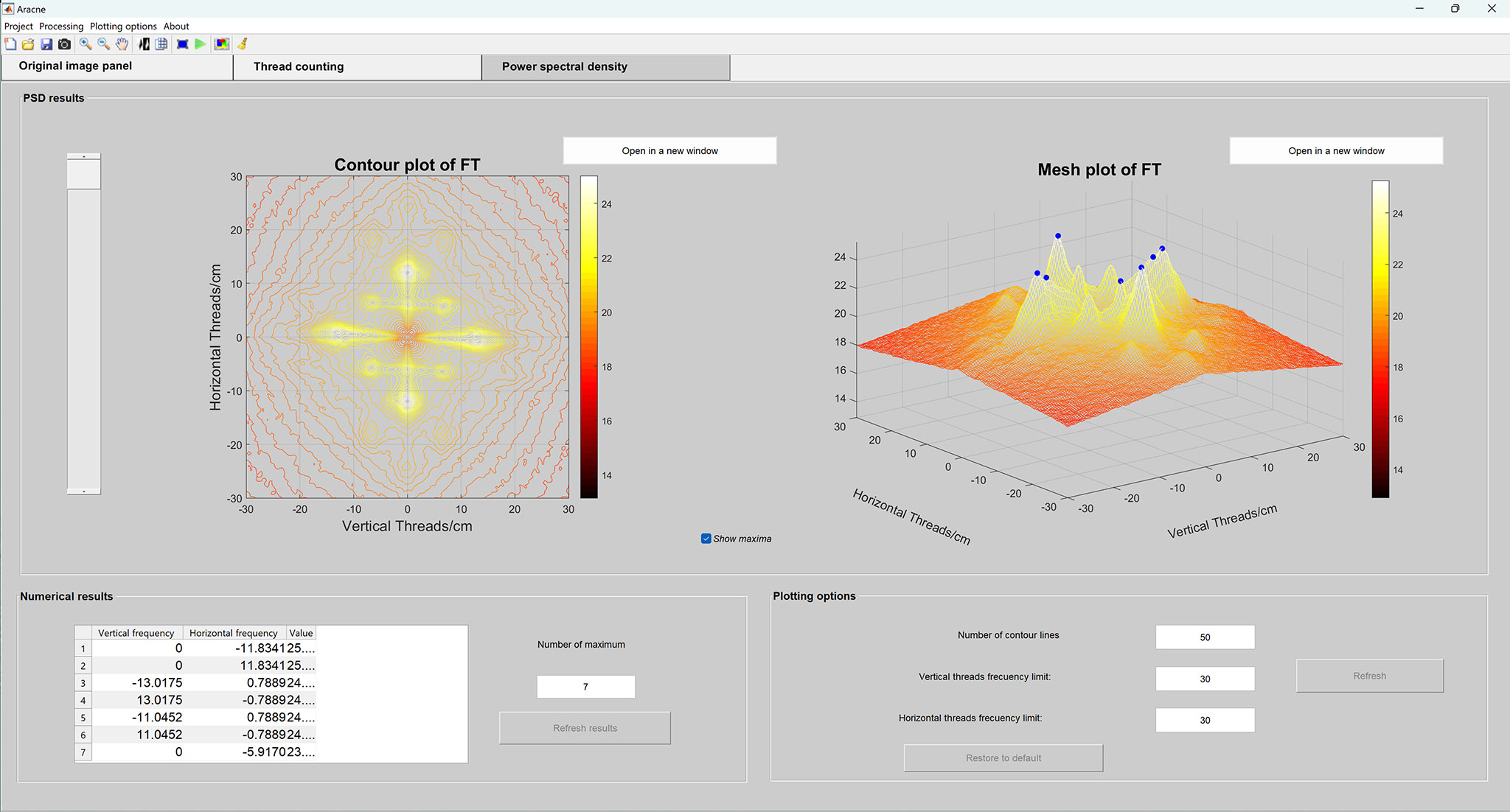 Imagen de Resultados de la herramienta «Power spectral density»