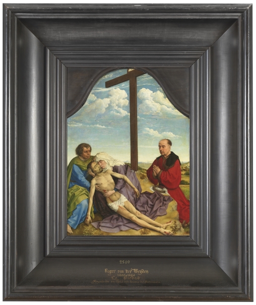 Imagen de La Piedad con donante, del taller de Rogier van der Weyden, con marco