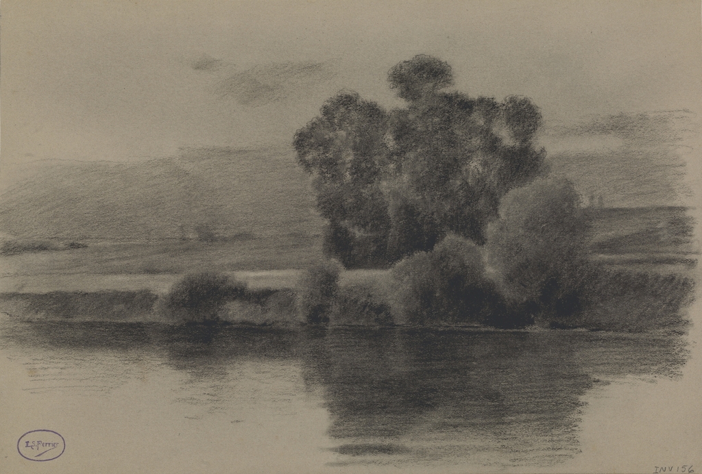 Imagen de la obra 'Grupo de árboles junto al cauce de un río en Pontoise (?), Isla de Francia'