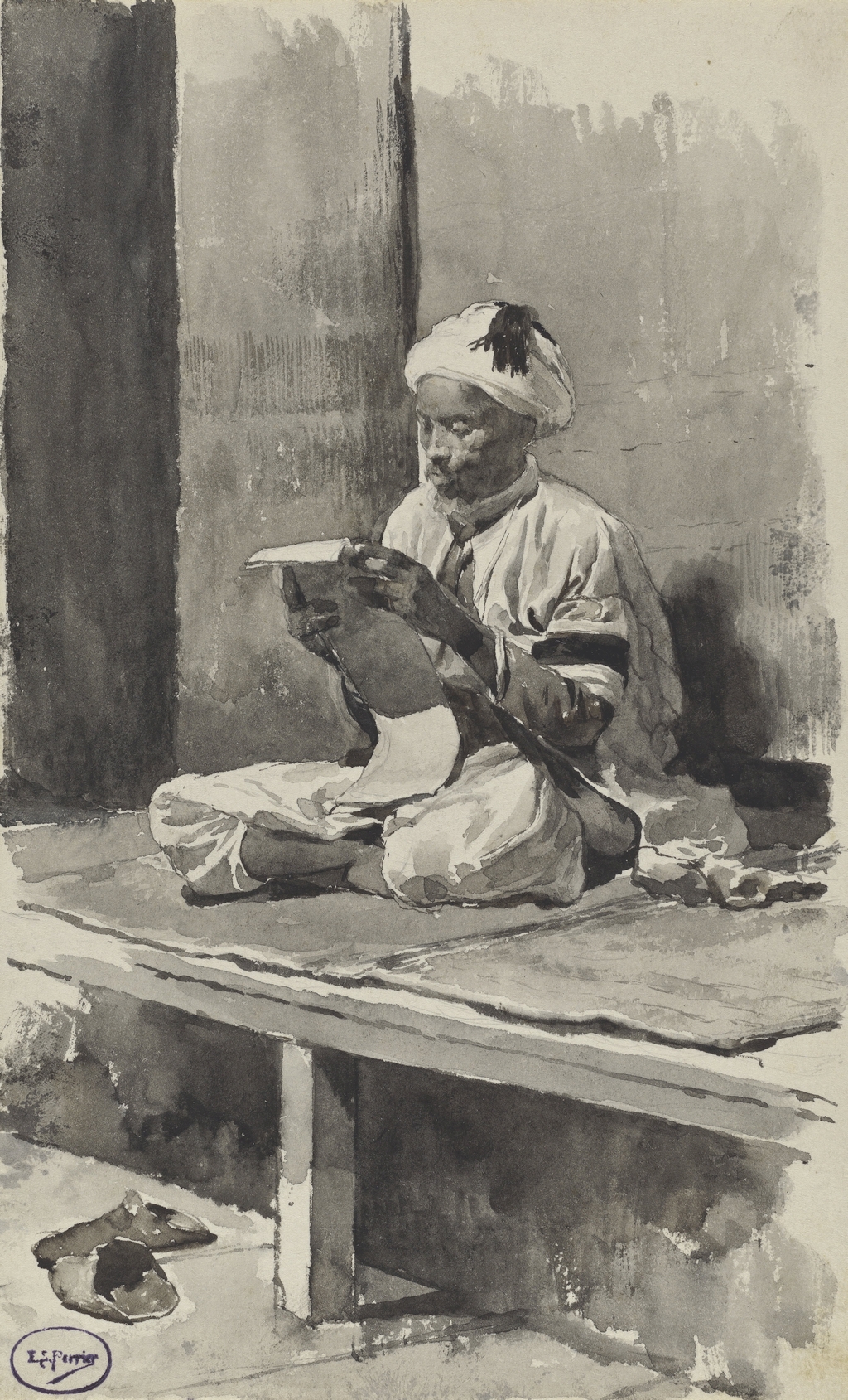 Picture of 'Seated Moroccan reading'